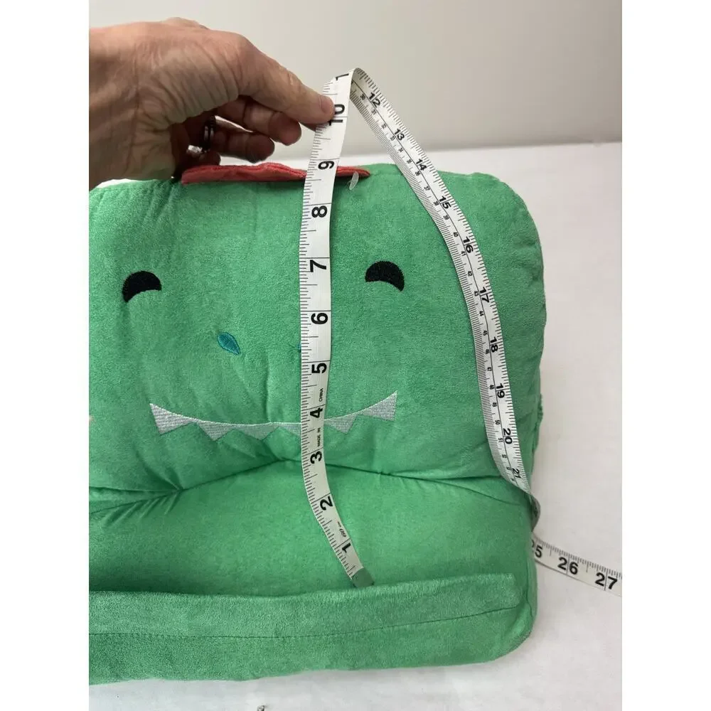 Pillowfort Plush Book iPad Tablet Holder Pillow Weighted Green Dinosaur Pockets